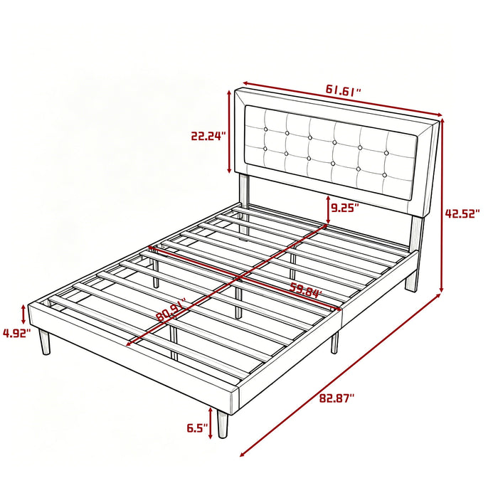 Upholstered Platform Bed With Slats Home Essentials