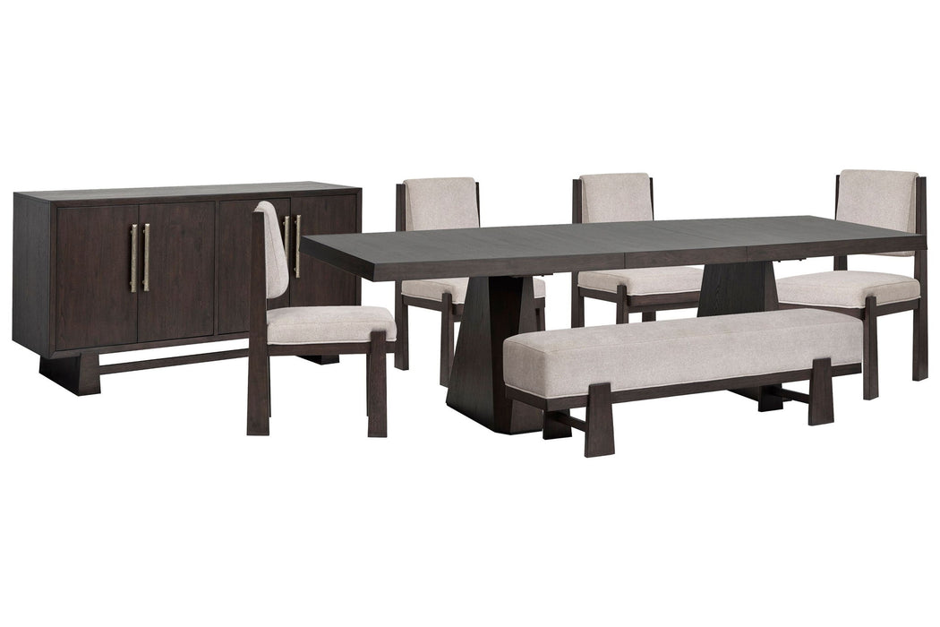 Tauren - 7 Piece Extendable Double Pedestal Dining Table Set Magnussen Furniture