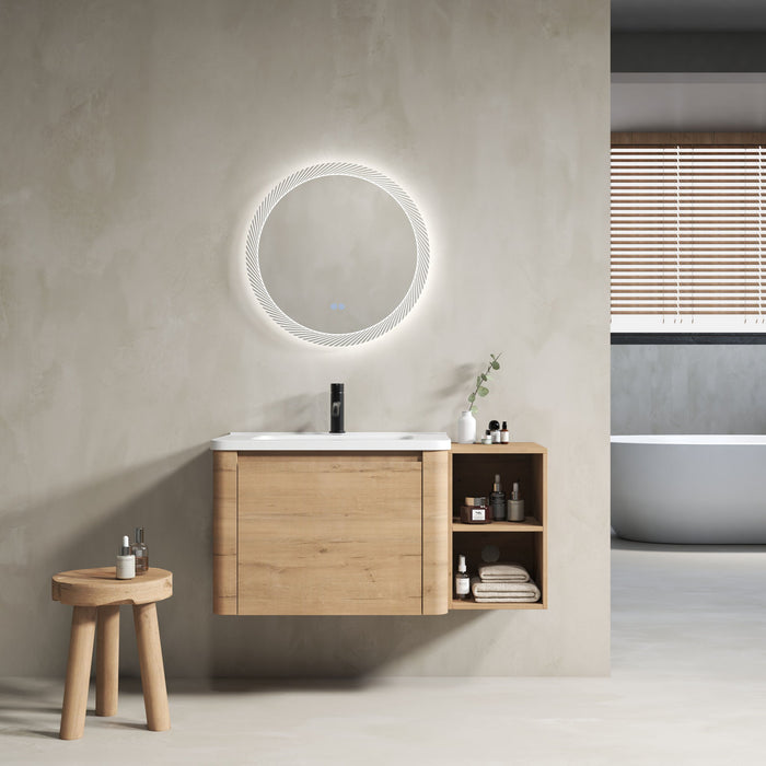 Wall Mounted Bathroom Vanity & Sink, Storage Shelves & Soft Close Door Home Essentials