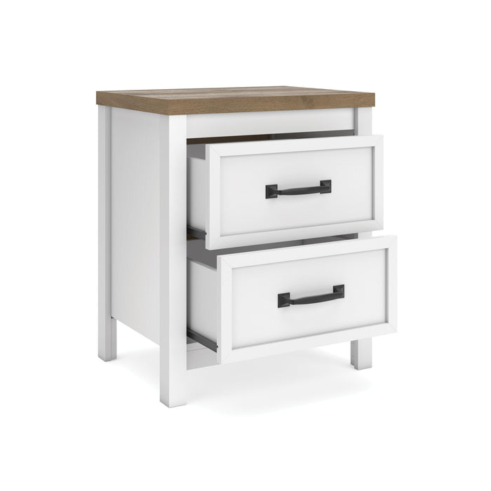 Kerisden - Two Drawer Night Stand - White / Brown Signature Design by Ashley®