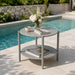 Round Outdoor Coffee Table With Shelf For Garden - Gray Home Essentials