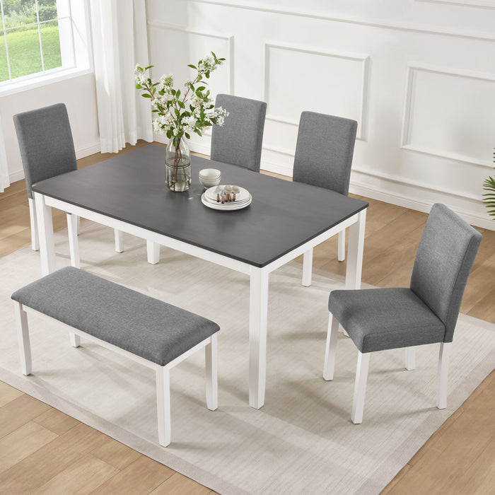 6 Piece Dining Table Set With Bench And Chairs Home Essentials