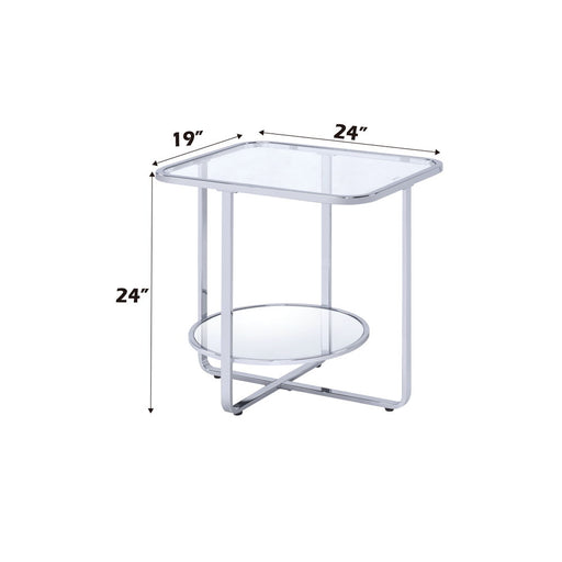 Hollo - End Table - Glass & Chrome ACME