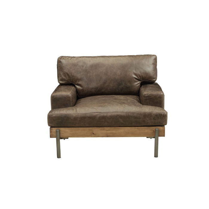 Silchester - Chair - Distress Chocolate Top Grain Leather & Oak ACME