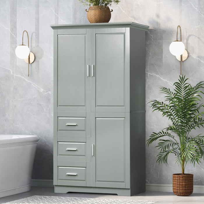 Tall And Wide Storage Cabinet With Doors For Bathroom Or Office, 3 Drawers - Gray Hearth and Haven