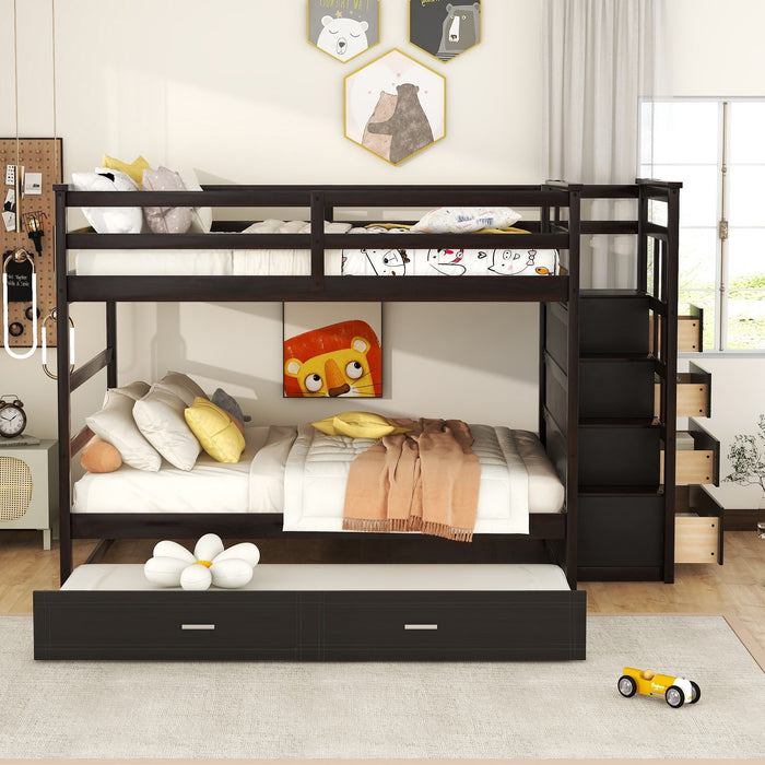 Bunk Bed With Twin Size Trundle And Staircase