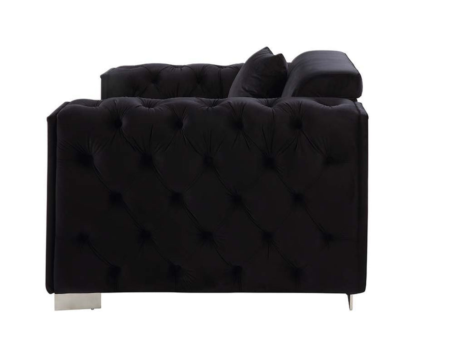 Trislar - Loveseat With 4 Pillows (Same 52526) - Black Velvet