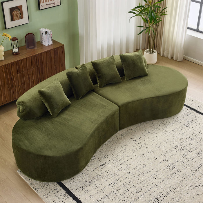 Modern Curved Sofa With Pillows Home Essentials