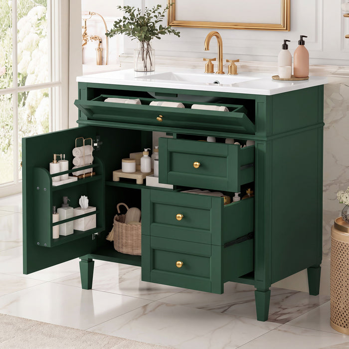 Bathroom Vanity With Sink, Rectangular Storage Cabinet & 2 Drawers And Tip Out Drawer Hearth and Haven