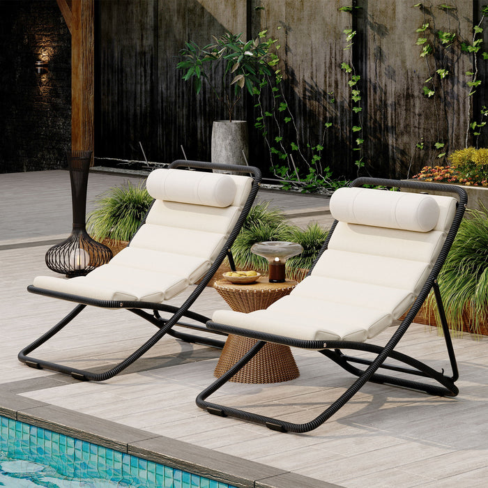 Outdoor Folding Chair With Adjustable Backrest (Set of 2) Hearth and Haven