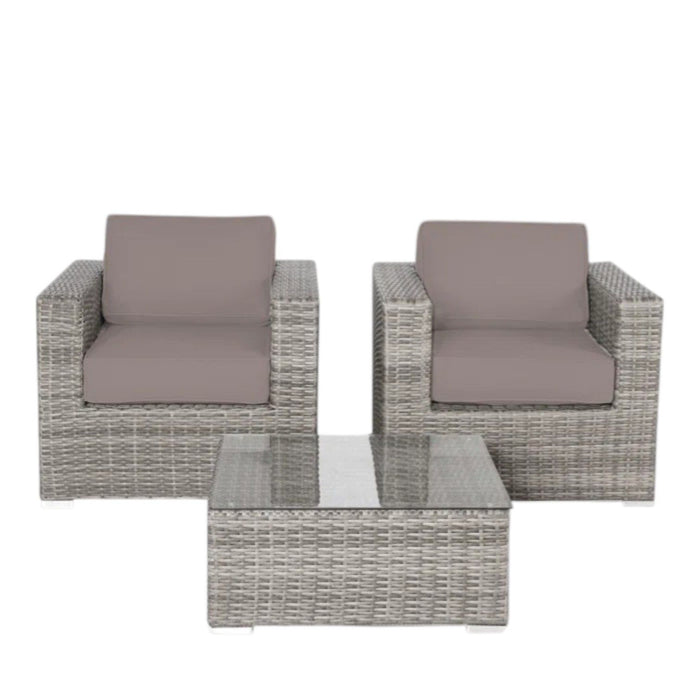 Wicker Seating Group Set With Table And Cushions