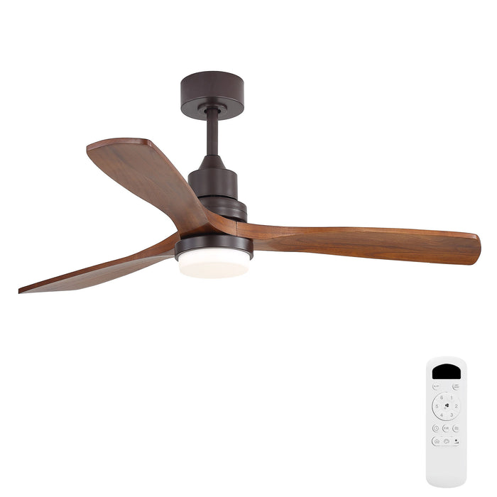52" Ceiling Fan With LED Light, 3 Adjustable Color Temperatures, Reversible DC Motor For Living Room & Bedroom - Coffee Daily Nest
