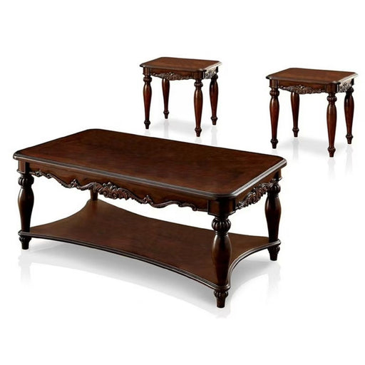 3 Piece Coffee Table With Open Shelf - Cherry Home Essentials