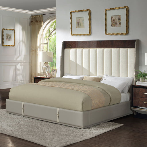 Jamonica - Eastern King Bed - Beige & Dark Brown ACME