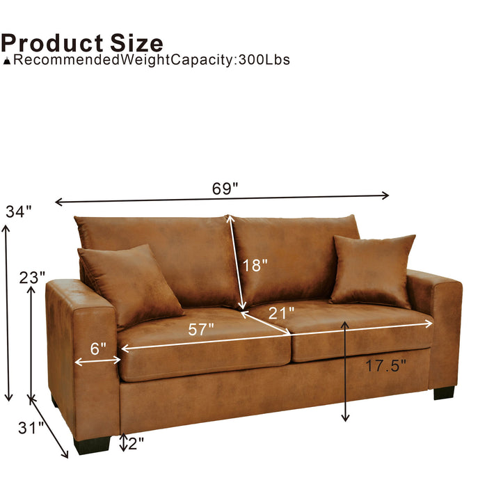 2 Seater Sofa, 2 Throw Pillows For Living Room Home Essentials