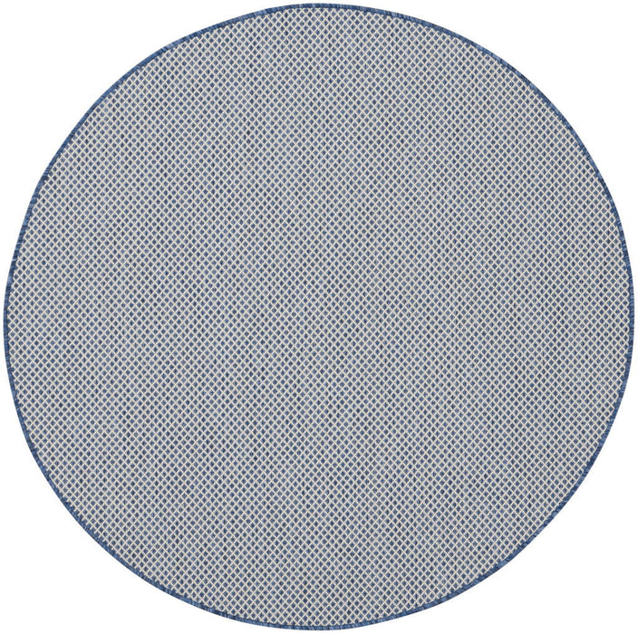 5' Round Geometric Power Loom Area Rug - Bone