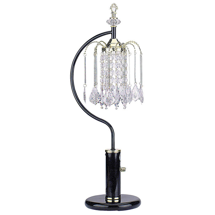 Metal Faux Crystal Chandelier Table Lamp - Black And Gold