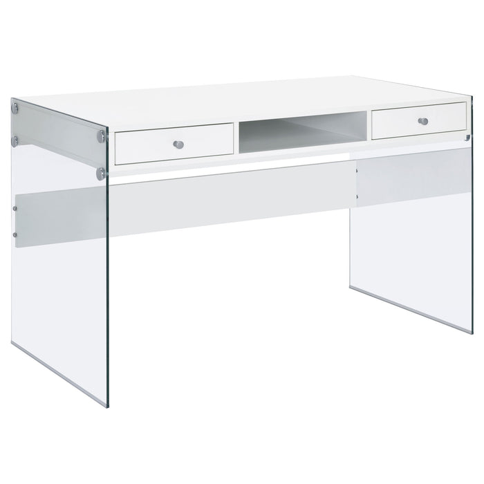 Barretta - 2 Drawer Writing Desk - Gloss White Furniture Max