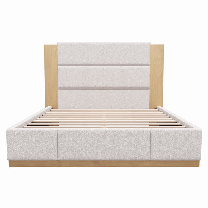 Modern Upholstered Platform Bed With Extended Headboard Hearth and Haven