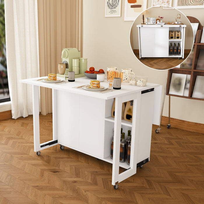 3 In 1 Foldable Side Table With 4 Storage Shelves Home Essentials