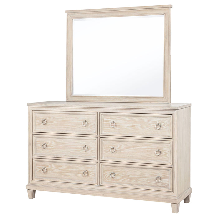 Wedner - 6 Drawer Dresser With Mirror - Oak Furniture Max