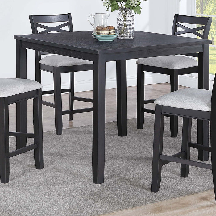 Dining Table Set With 4 Cross Back Chairs, Upholstered Cushions - Charcoal Home Essentials