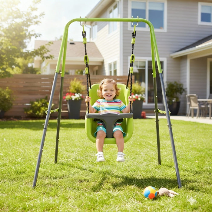 Xns001 - Baby Swing With Safety Seat Indoor / Outdoor - Black / Green Daily Nest