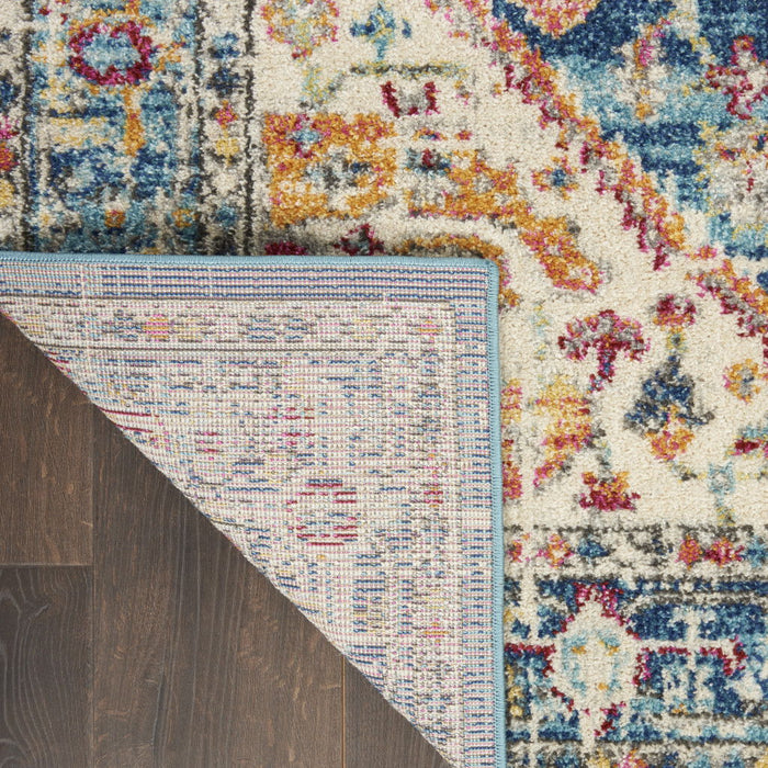 6.6' x 9.5' Power Loom Area Rug - Ivory And Blue
