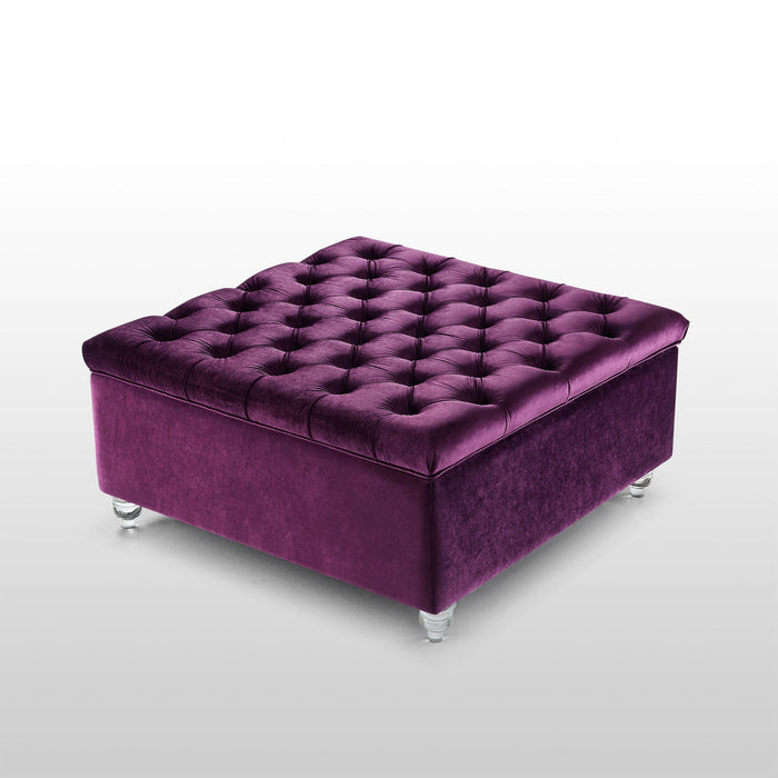 Velvet Tufted Storage - Purple / Clear