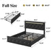 Upholstered Bed Frame With LED Lights, 4 Storage Drawers, Charging Station Home Essentials