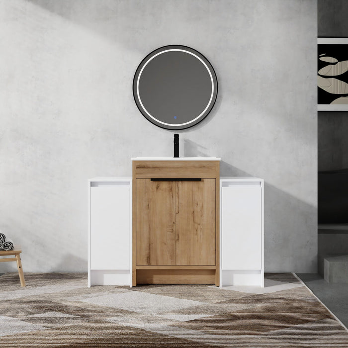 48" Freestanding Bathroom Vanity With Sink And 2 Storage Cabinets, Soft Closing Door - Imitative Oak / White Home Essentials
