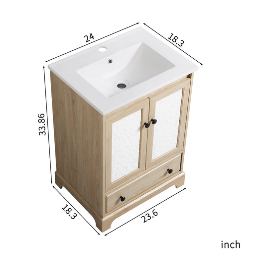 Bathroom Vanity With Basin 1 Drawer, Particle Board Construction, Free Standing Storage - Brown Home Essentials