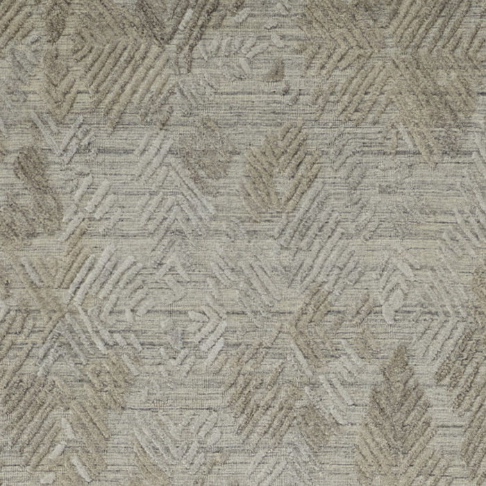 Abstract Hand Woven Runner Rug - Gray And Taupe - 10'
