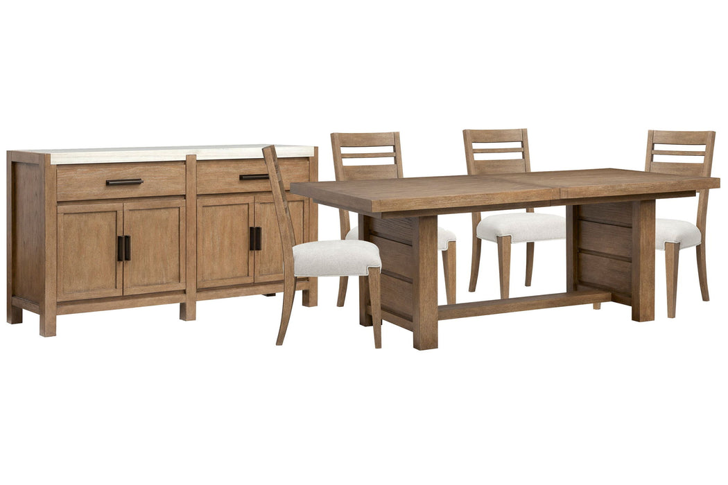 Plum Creek - 6 Piece Extendable Trestle Dining Table Set Magnussen Furniture