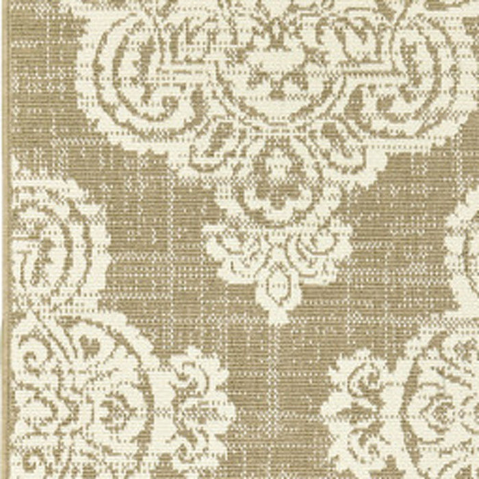 2' X 8' Oriental Stain Resistant Indoor / Outdoor Area Rug - Tan