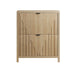 Entryway Shoe Cabinet With Vertical Carved Panels - Oak Home Essentials