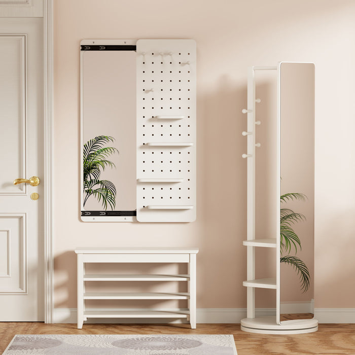Wall Mounted Full Length Mirror With Shelf And Hook Daily Nest