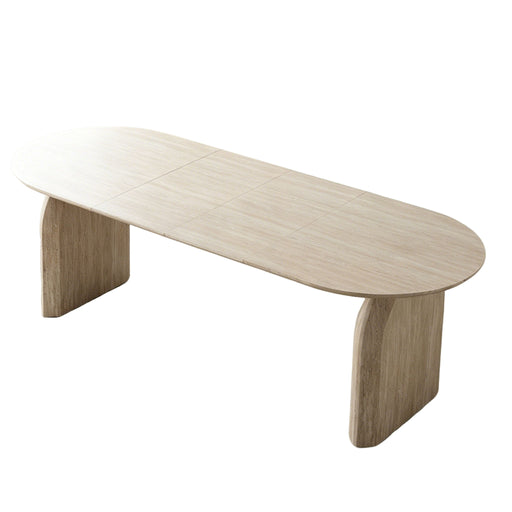 Oval Extendable Dining Table With Dual Pillar Design - Off White Home Essentials