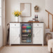 Coffee Bar With Mini Fridge Space & Built In Charging Station, Large Bar Cabinet With Drawers & Adjustable Shelves For Kitchen - White Home Essentials
