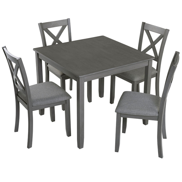 5 Piece Dining Table Set With 4 Chairs For Kitchen - Gray Home Essentials