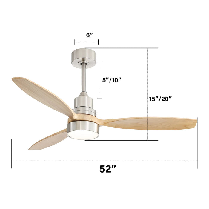 52" Integrated LED Ceiling Fan With Remote Control And Blades For Living Room Daily Nest