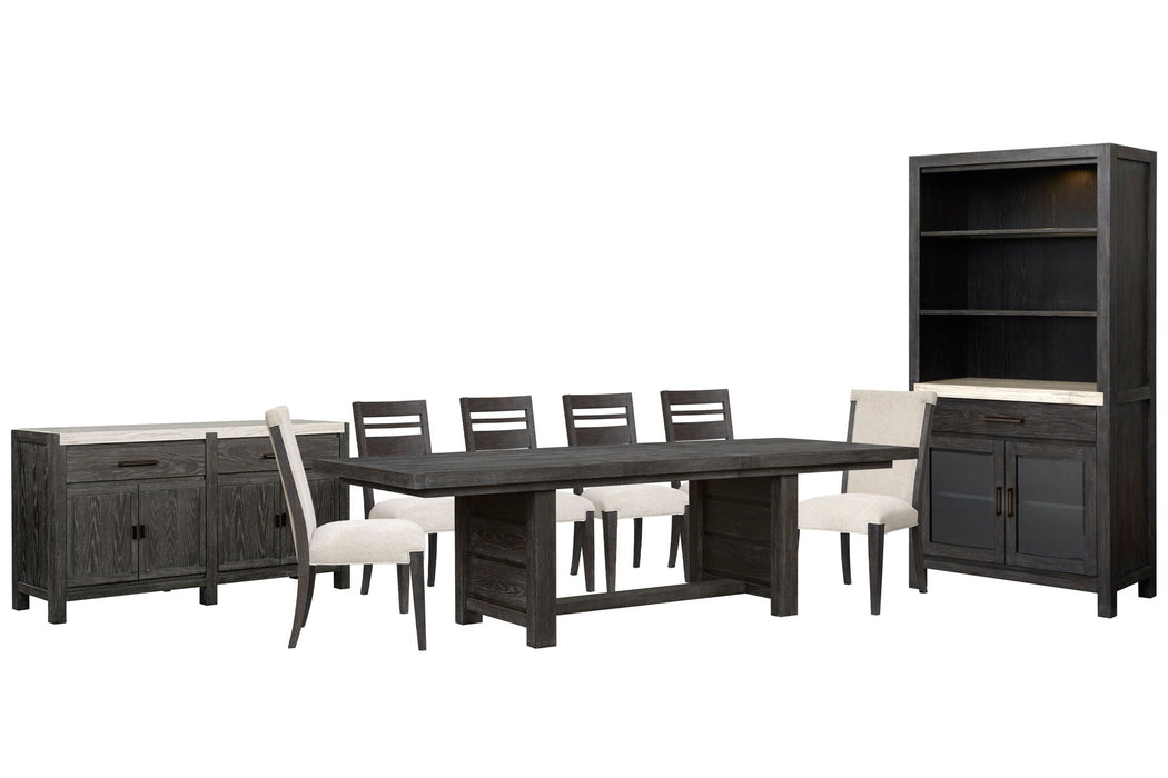 Plum Creek - 9 Piece Extendable Trestle Dining Table Set Magnussen Furniture