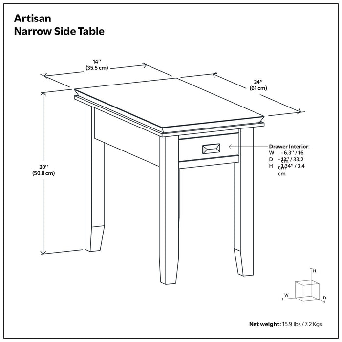 Artisan - Handcrafted Narrow Side Table Simpli-Home