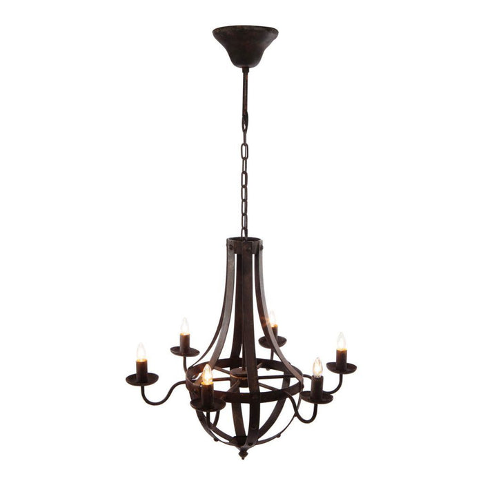 6 Light Metal Chandelier, Hanging Light Fixture With Adjustable Chain For Kitchen Dining Room Foyer Entryway, Bulb Not Included - Black