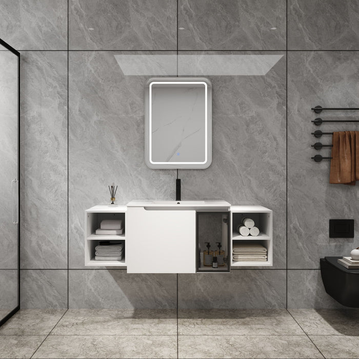 Wall Mounted Bathroom Vanity With Sink, Cabinet & Half Door Home Essentials