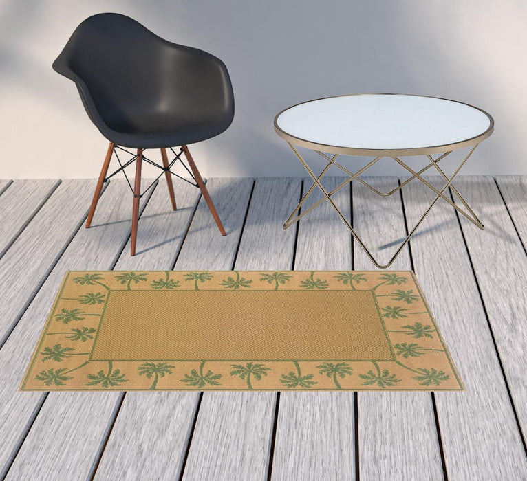 2' X 4' Stain Resistant Area Rug Indoor & Outdoor - Beige