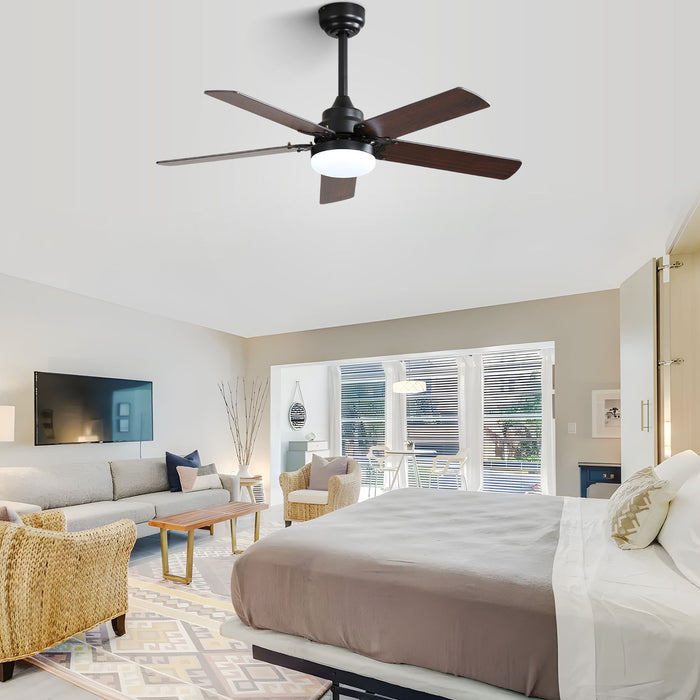 Low Profile Ceiling Fan With Reversible DC Motor, Remote Control, LED Light - Black Daily Nest