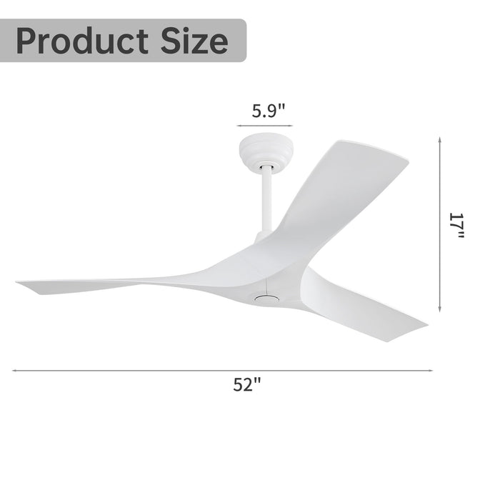 52" Ceiling Fan With Remote Control, Quiet Reversible DC Motor, For Indoor Outdoor Use - White Daily Nest