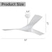 52" Ceiling Fan With Remote Control, Quiet Reversible DC Motor, For Indoor Outdoor Use - White Daily Nest