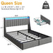 Upholstered Platform Bed Frame With RGB LED Lights, Charging Station & 2 Underbed Drawers Home Essentials